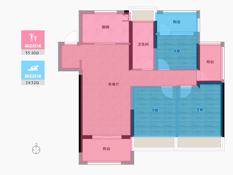 浙江省-杭州市-绿城兰园-79.62-户型库-动静分区