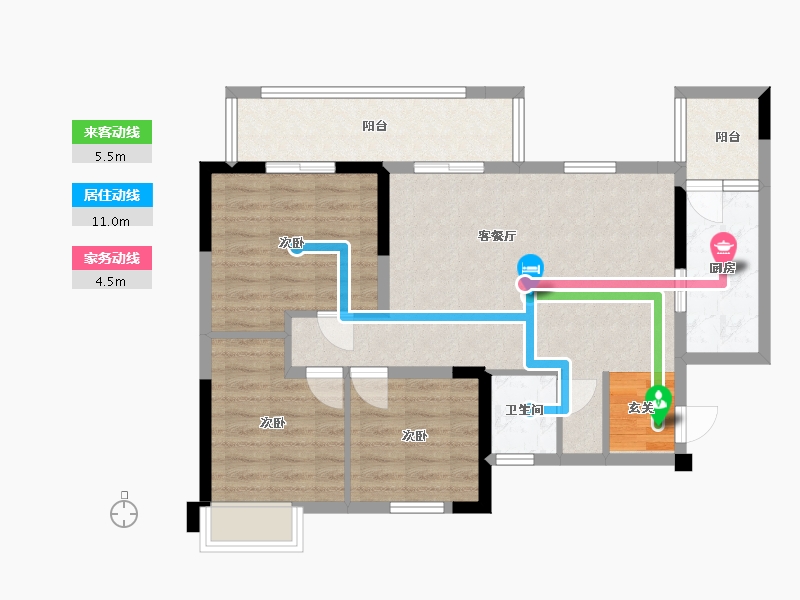 四川省-成都市-润扬19-80.43-户型库-动静线