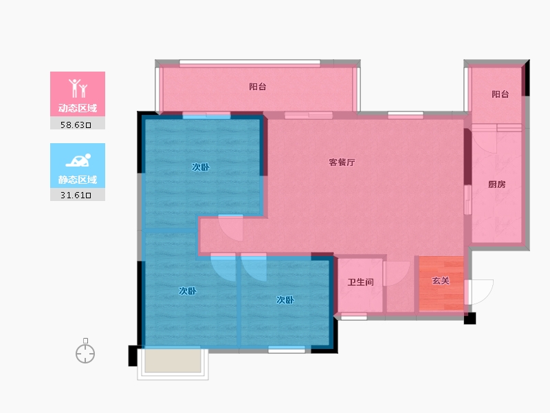 四川省-成都市-润扬19-80.43-户型库-动静分区