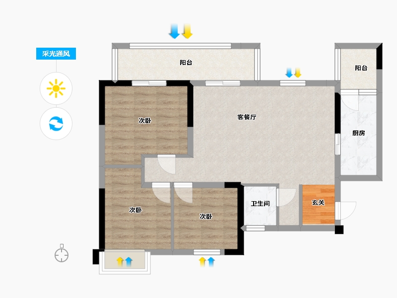 四川省-成都市-润扬19-80.43-户型库-采光通风