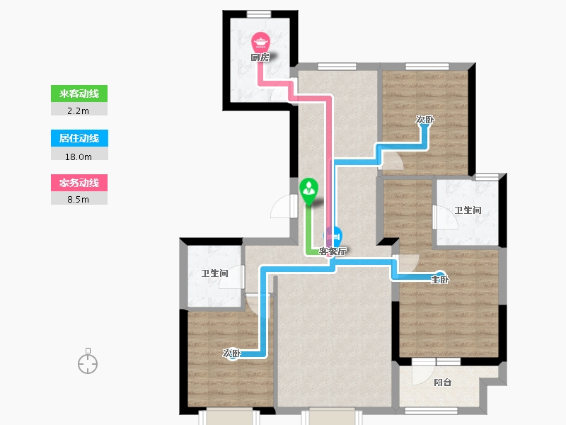 河北省-唐山市-橡树湾贰号院-88.13-户型库-动静线