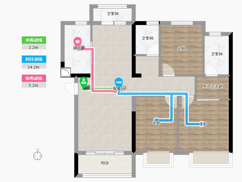 湖南省-长沙市-金地艺境花园-87.51-户型库-动静线