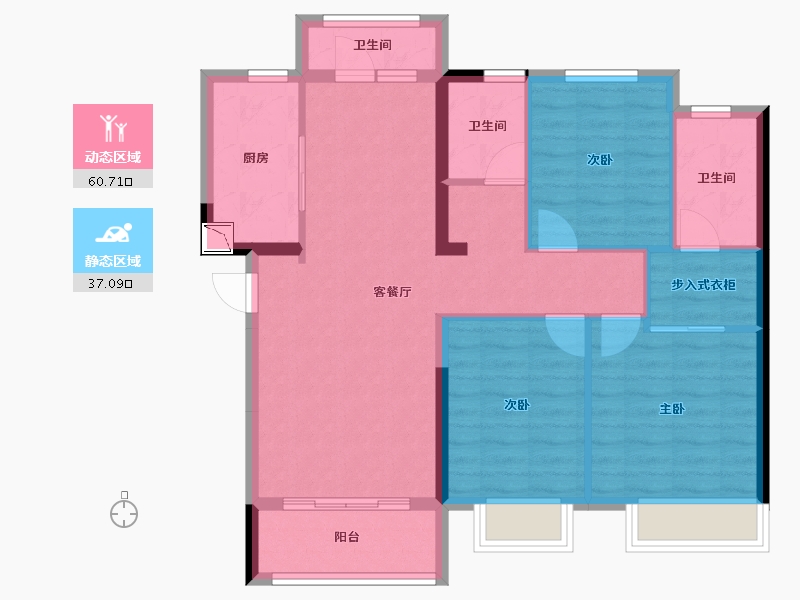 湖南省-长沙市-金地艺境花园-87.51-户型库-动静分区