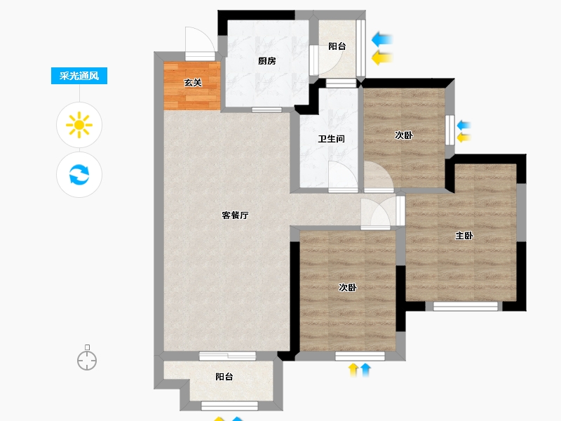 四川省-成都市-招商愉樾-64.02-户型库-采光通风