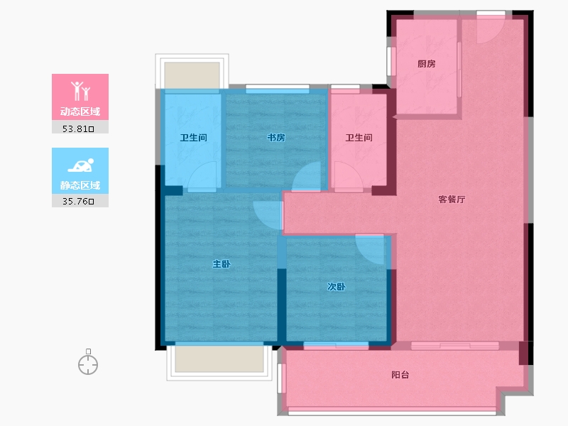 湖南省-岳阳市-碧桂园时代城-80.34-户型库-动静分区