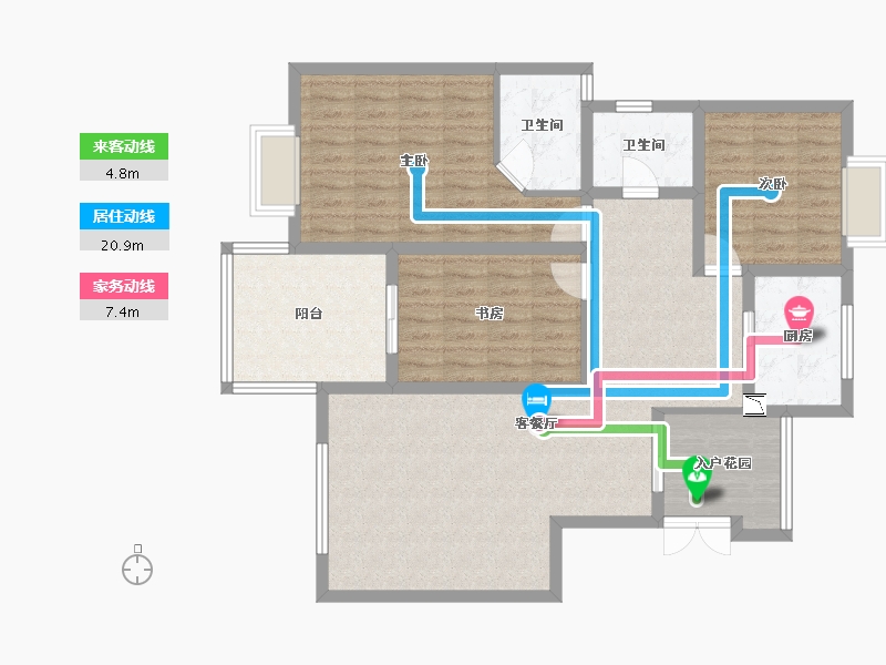 四川省-成都市-锦江区领域小区-108.88-户型库-动静线