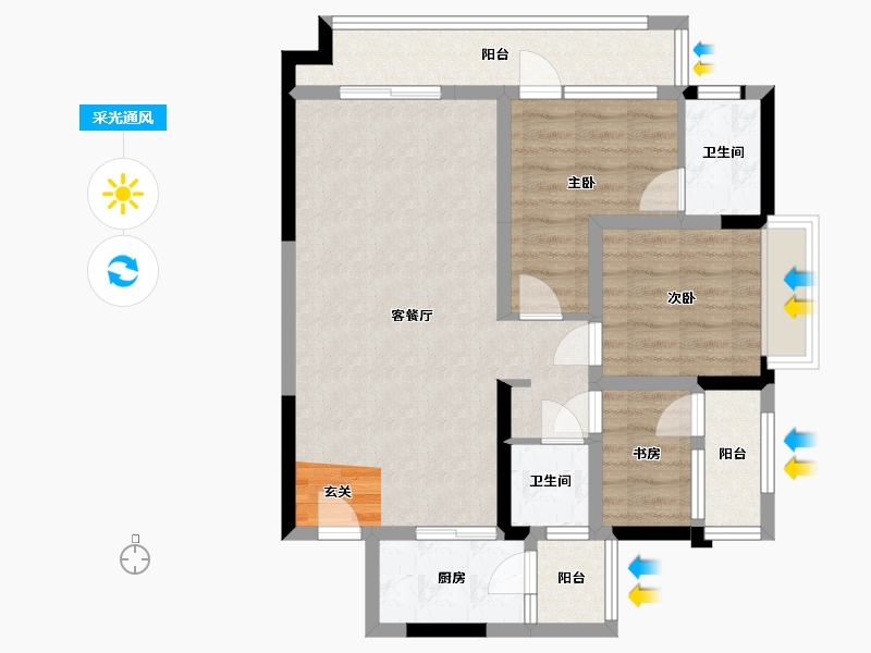 四川省-成都市-逸山公馆-78.69-户型库-采光通风