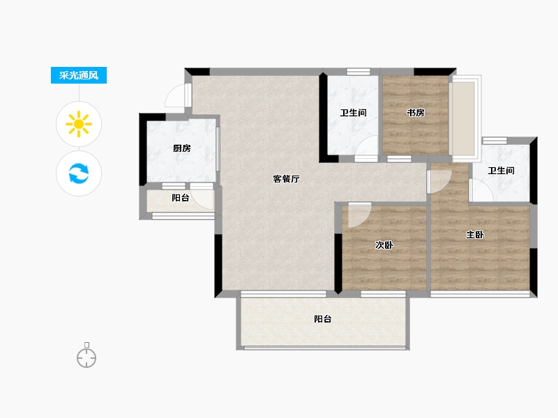 四川省-乐山市-中央花园-82.09-户型库-采光通风