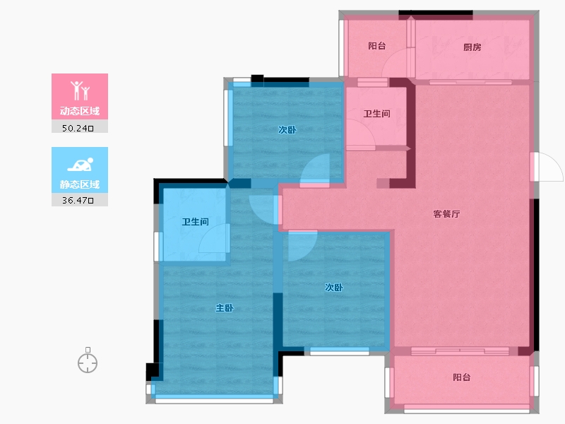 四川省-遂宁市-绿地-76.77-户型库-动静分区