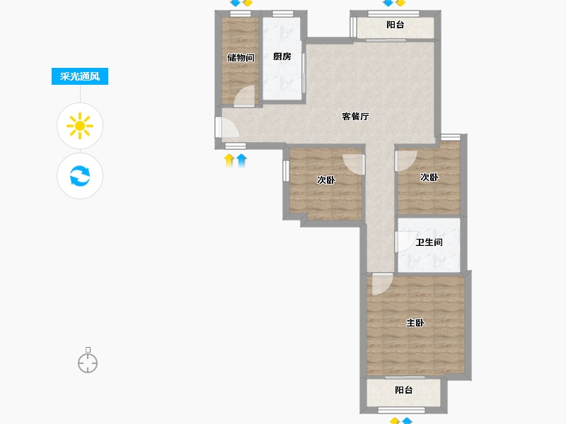 河南省-郑州市-城开绿园-75.51-户型库-采光通风