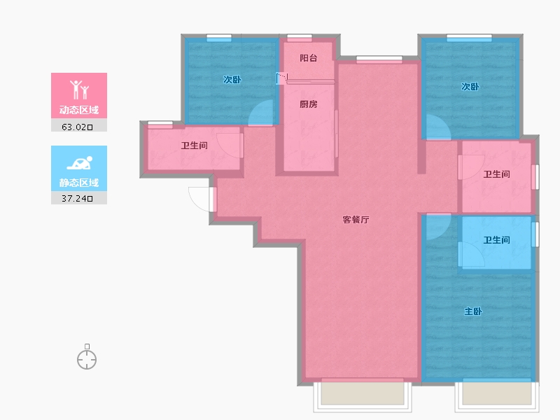 天津-天津市-御湖北苑-89.56-户型库-动静分区