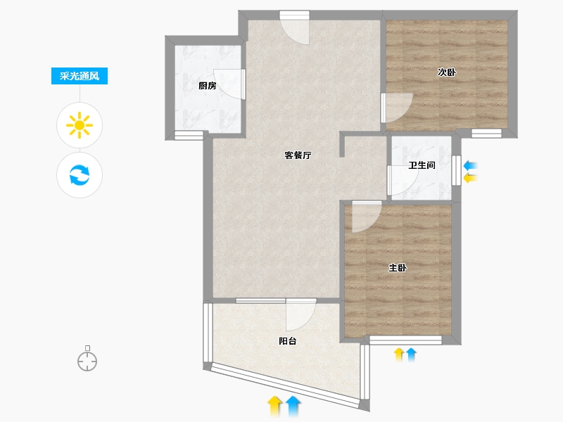 辽宁省-大连市-红星海4期-60.98-户型库-采光通风