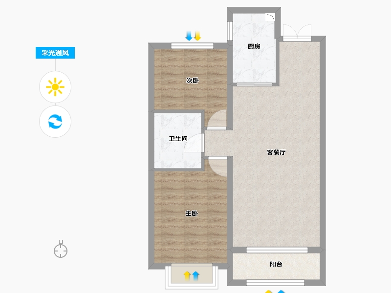 黑龙江省-哈尔滨市-汇龙・拾光里-65.52-户型库-采光通风