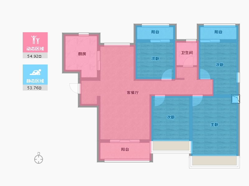 陕西省-西安市-龙湖紫宸-95.17-户型库-动静分区