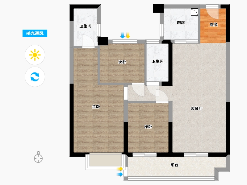 湖南省-长沙市-碧桂园・月湖湾-81.43-户型库-采光通风