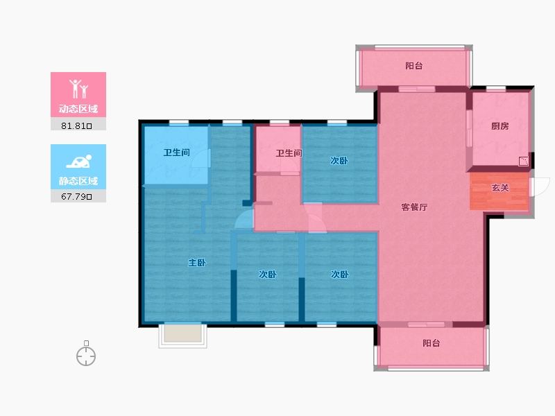 湖南省-长沙市-万科金色梦想-134.69-户型库-动静分区