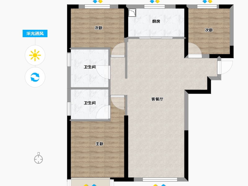 黑龙江省-哈尔滨市-恒大珺庭-91.25-户型库-采光通风