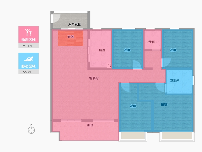 河南省-洛阳市-绿都中梁・河风雅叙-130.92-户型库-动静分区