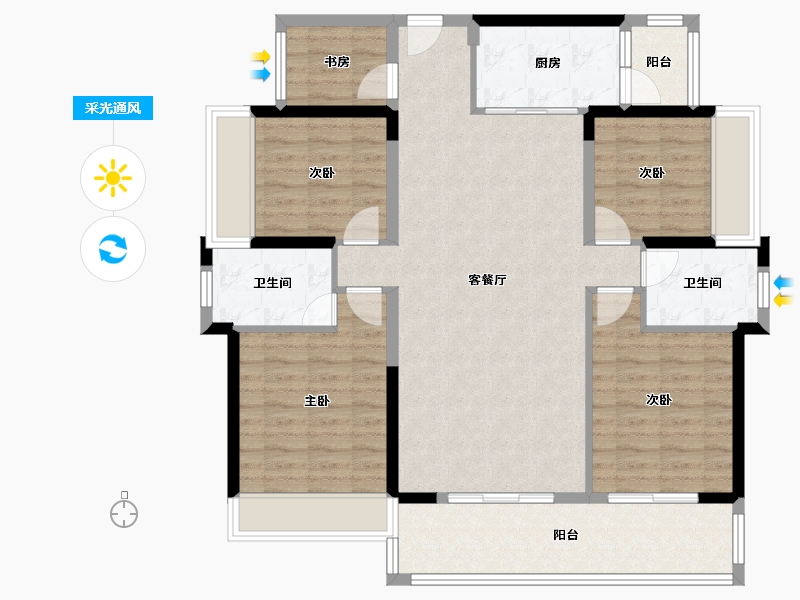 广西壮族自治区-南宁市-云星钱隆御园-113.76-户型库-采光通风