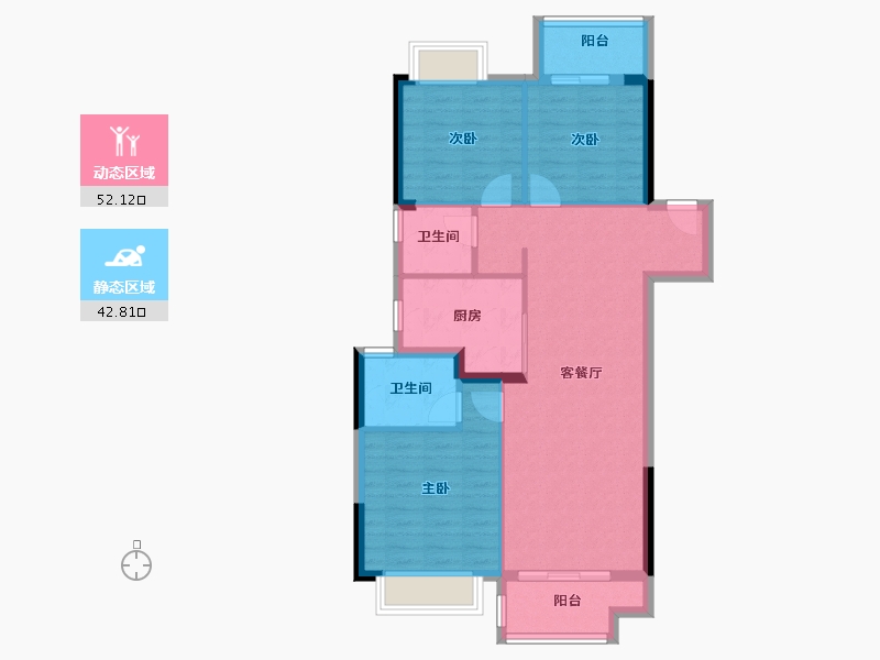 湖北省-武汉市-武汉英赫当代城MOMΛ-85.61-户型库-动静分区