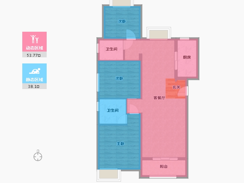 湖北省-武汉市-金地中核格林格林-82.15-户型库-动静分区