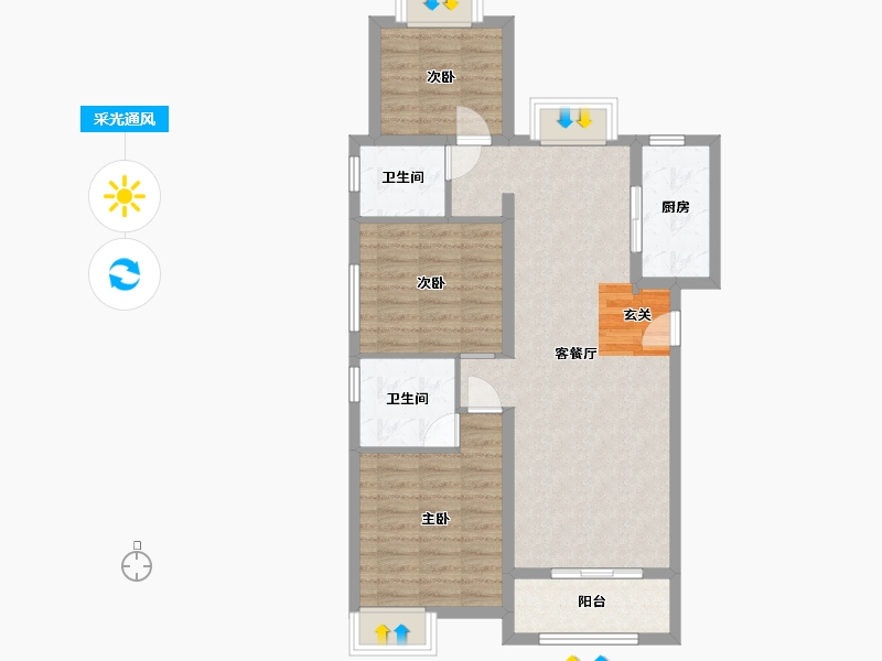 湖北省-武汉市-金地中核格林格林-82.15-户型库-采光通风