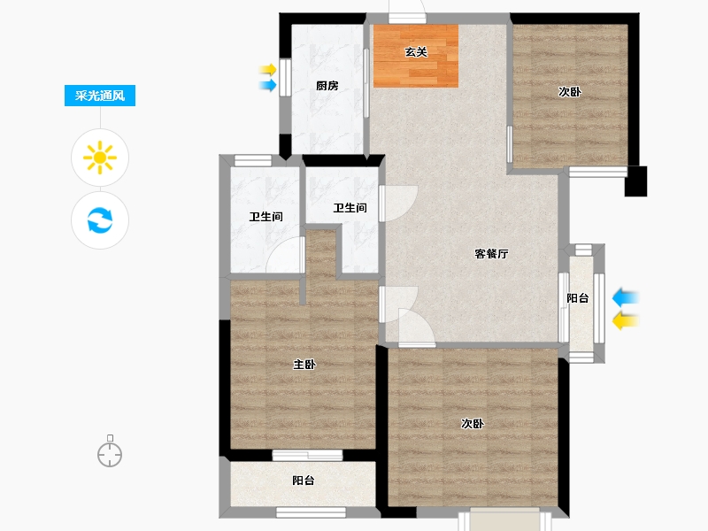 湖北省-武汉市-星湖湾-74.18-户型库-采光通风