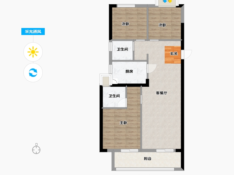 湖北省-武汉市-首开光明国风上观-79.99-户型库-采光通风