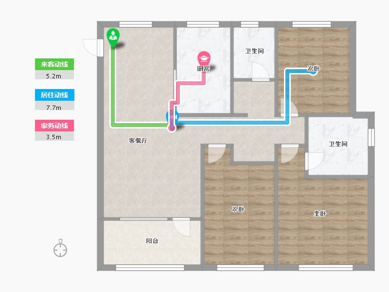 山东省-青岛市-龙湖春江彼岸-88.90-户型库-动静线