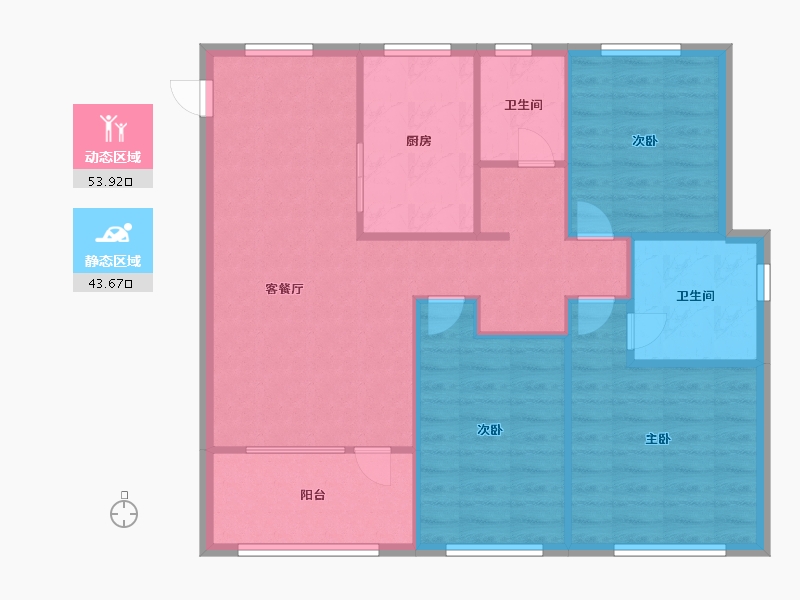 山东省-青岛市-龙湖春江彼岸-88.90-户型库-动静分区