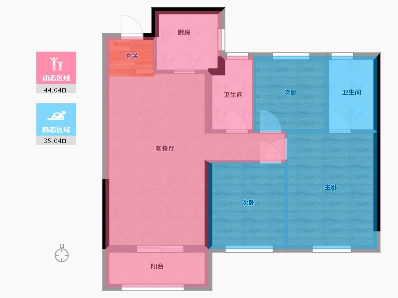 福建省-福州市-龙湖盛天兰园 | 春江天玺-70.77-户型库-动静分区