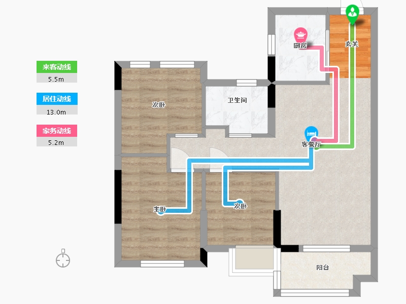 福建省-福州市-万科紫台-61.75-户型库-动静线