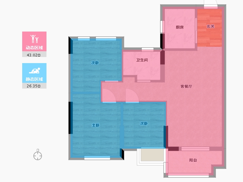 福建省-福州市-万科紫台-61.75-户型库-动静分区