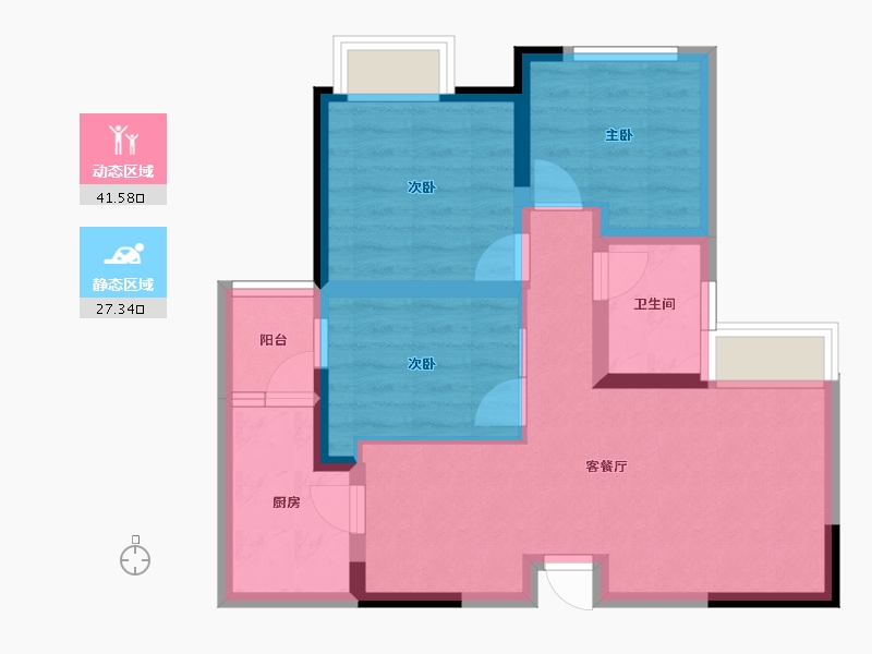 四川省-成都市-佳年华新生活-60.13-户型库-动静分区