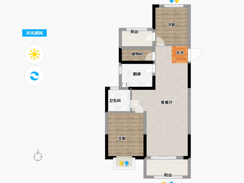 江苏省-南京市-江与城-71.20-户型库-采光通风