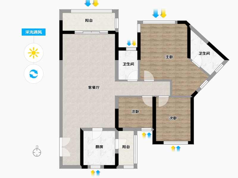 广东省-佛山市-祈福南湾半岛-99.60-户型库-采光通风