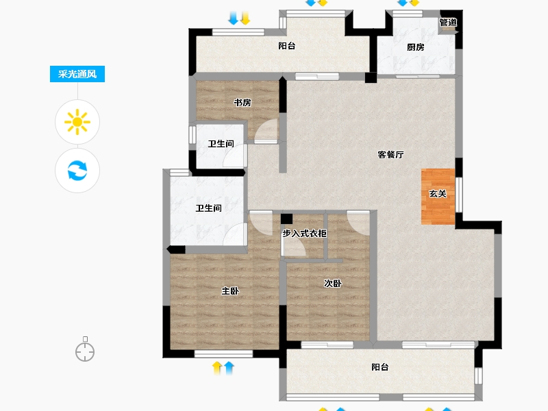 山东省-烟台市-高科荣境-109.59-户型库-采光通风