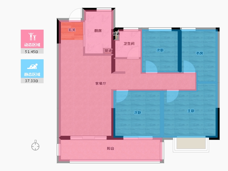 江苏省-南京市-奥园金基天著尚居-79.11-户型库-动静分区