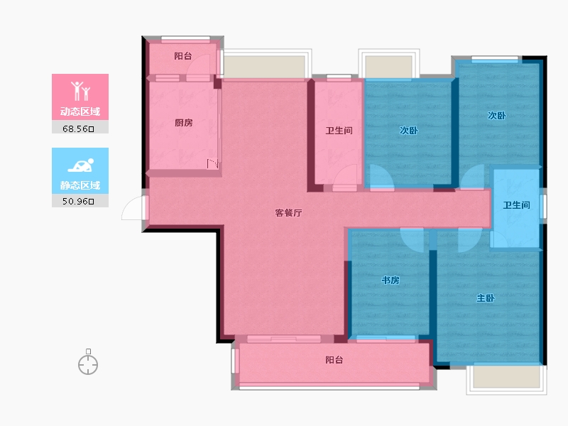 广东省-惠州市-实地常春藤-106.53-户型库-动静分区