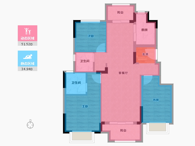 重庆-重庆市-奥山府-76.75-户型库-动静分区