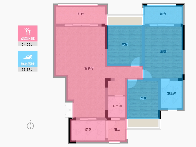 贵州省-遵义市-飞洋梦想城华府-103.28-户型库-动静分区