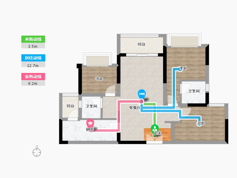 重庆-重庆市-蓝光悦江府-72.69-户型库-动静线