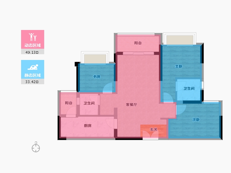 重庆-重庆市-蓝光悦江府-72.69-户型库-动静分区