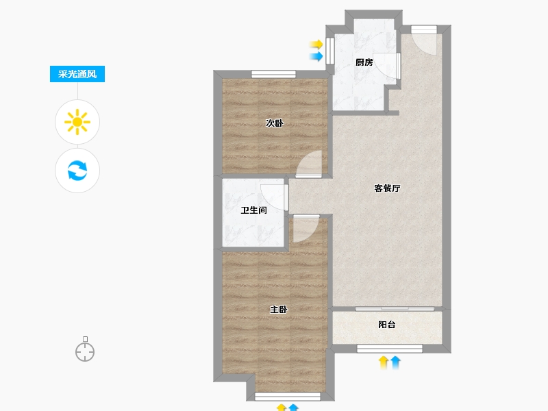 山东省-青岛市-中海国际社区-60.88-户型库-采光通风