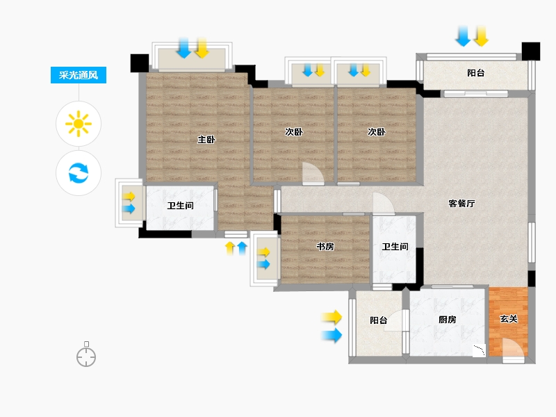 广东省-广州市-云山壹品-102.49-户型库-采光通风