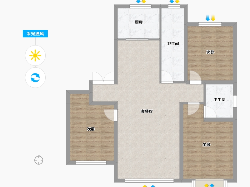 辽宁省-盘锦市-林海景天-95.40-户型库-采光通风