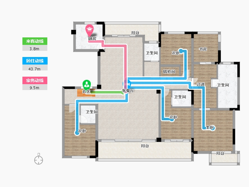 山东省-烟台市-大鱼VILLA-208.00-户型库-动静线