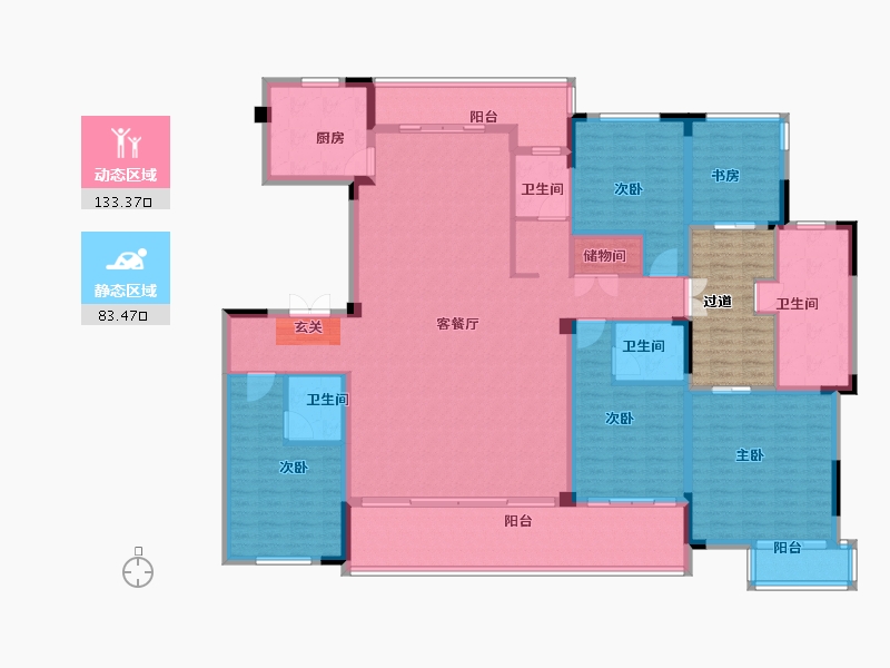 山东省-烟台市-大鱼VILLA-208.00-户型库-动静分区