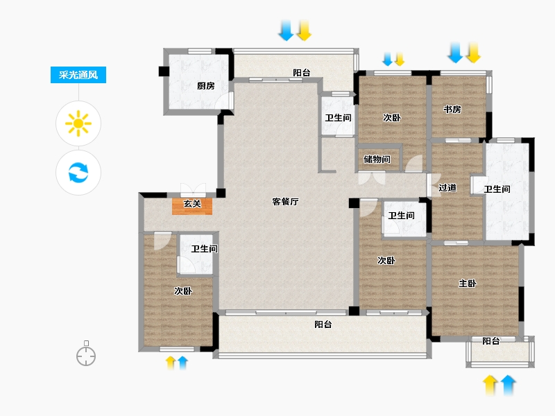 山东省-烟台市-大鱼VILLA-208.00-户型库-采光通风