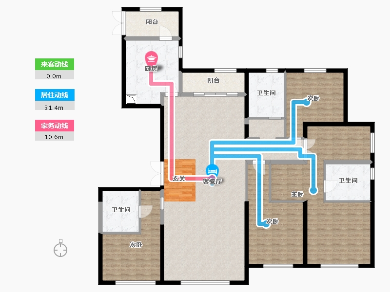 内蒙古自治区-包头市-正翔国际-184.76-户型库-动静线